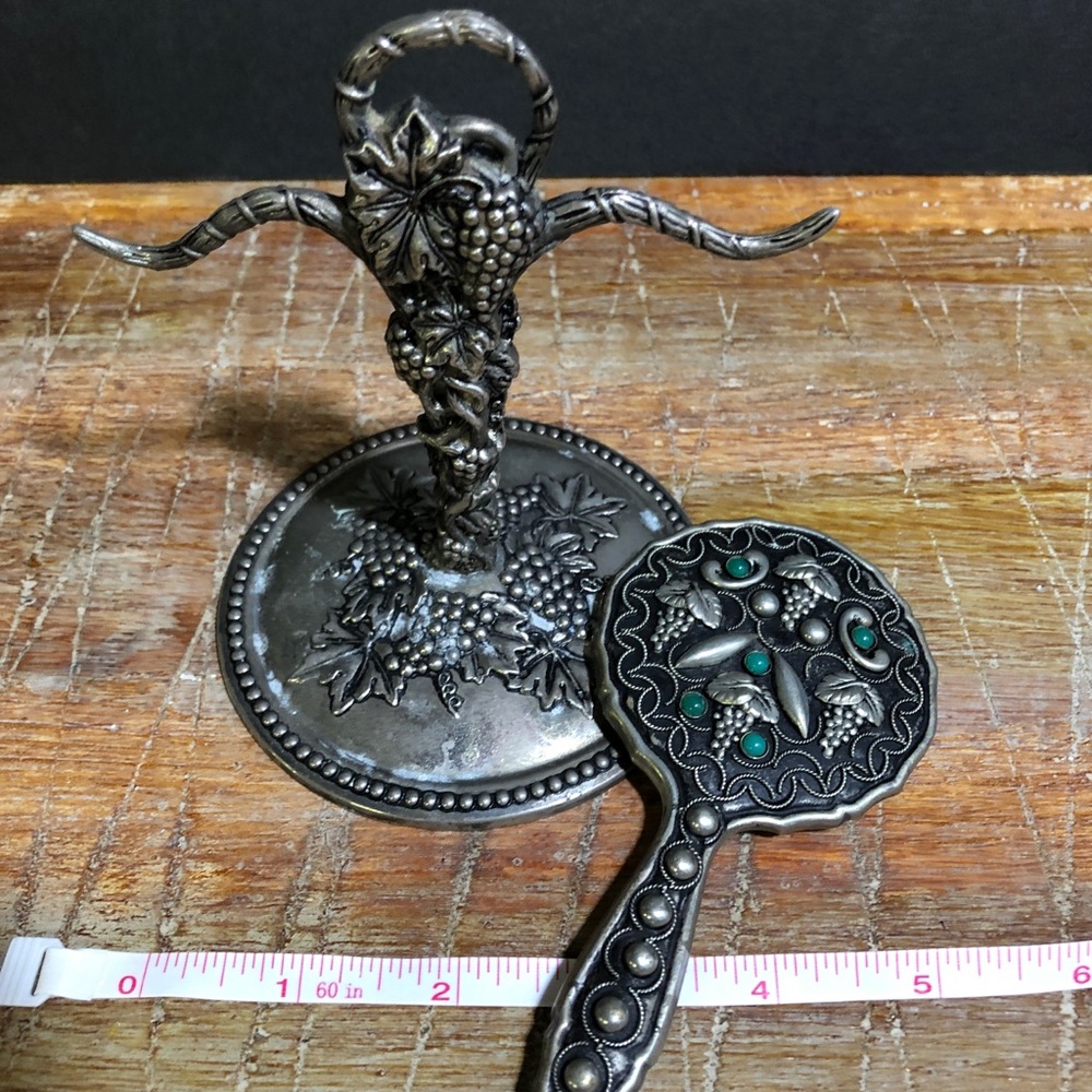 📌Silver vintage jewelry holder and mirror